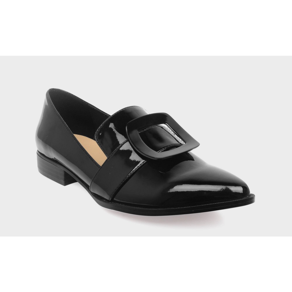 Womens Tibby Patent Buckle Loafers Who What Wear - Black 6.5