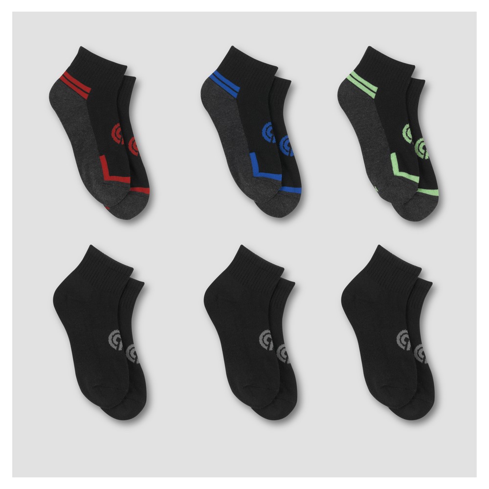 Boys 6pk Socks - C9 Champion Black L