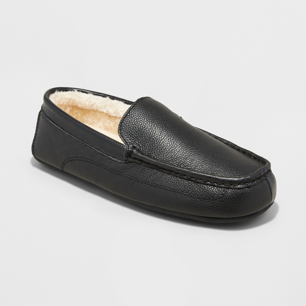 Mens Carlo Leather Driving Slippers - Goodfellow & Co Black 12