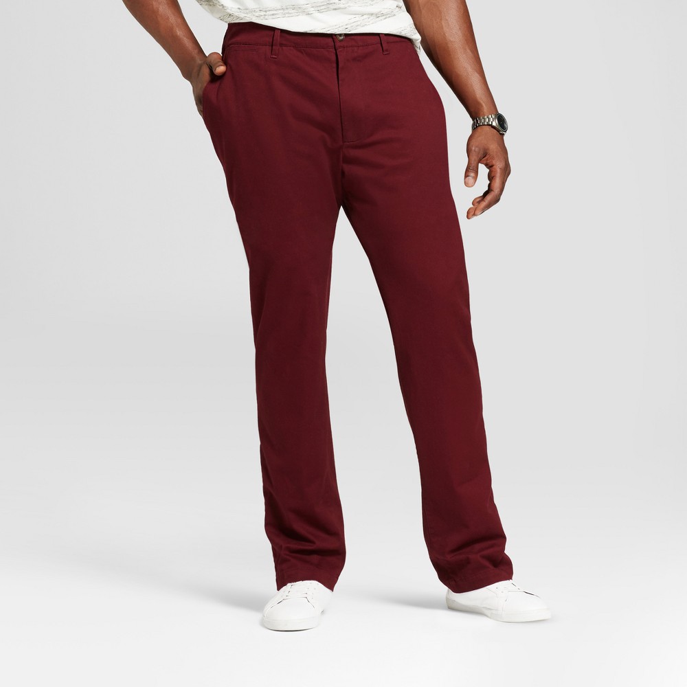 Mens Big & Tall Athletic Fit Hennepin Chino Pants - Goodfellow & Co Burgundy (Red) 31X36