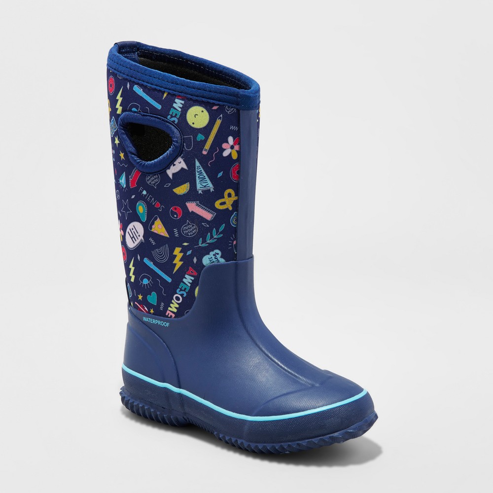 Girls Polly Neoprene Winter Boots - Cat & Jack Navy (Blue) 4