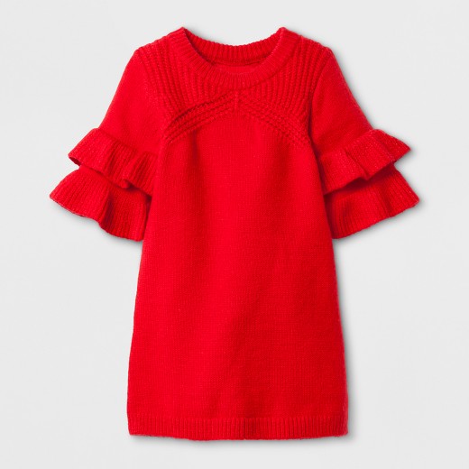 Infantile — Liv Sweater Dress Red, Toddler, Little Girl, Tulle ...