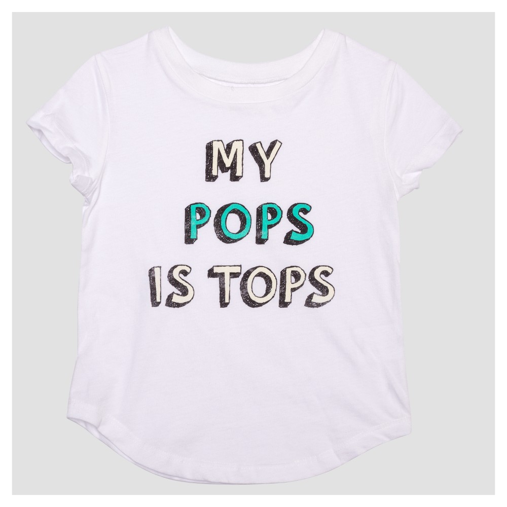 Toddler Girls Pops Is Tops Short Sleeve T-Shirt - White 4T