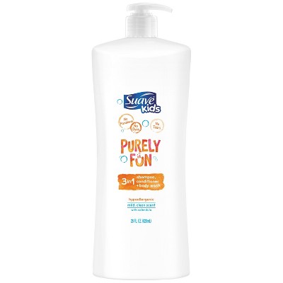 Suave Kids&#39; Moisturizing 3-in-1 Purely Fun Pump Shampoo + Conditioner + Body Wash - 28 fl oz