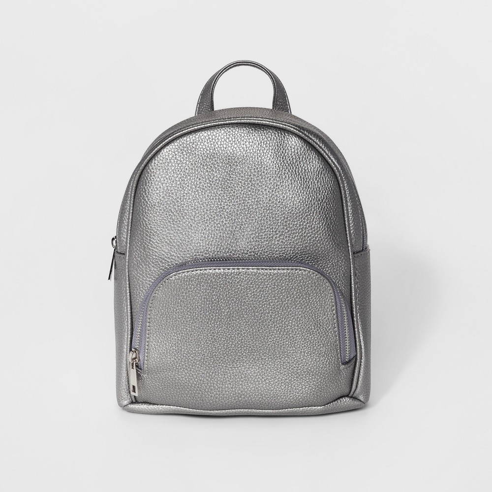 Womens Omg! Accessories Vegan Leather Mini Backpack - Gunmetal (Grey)