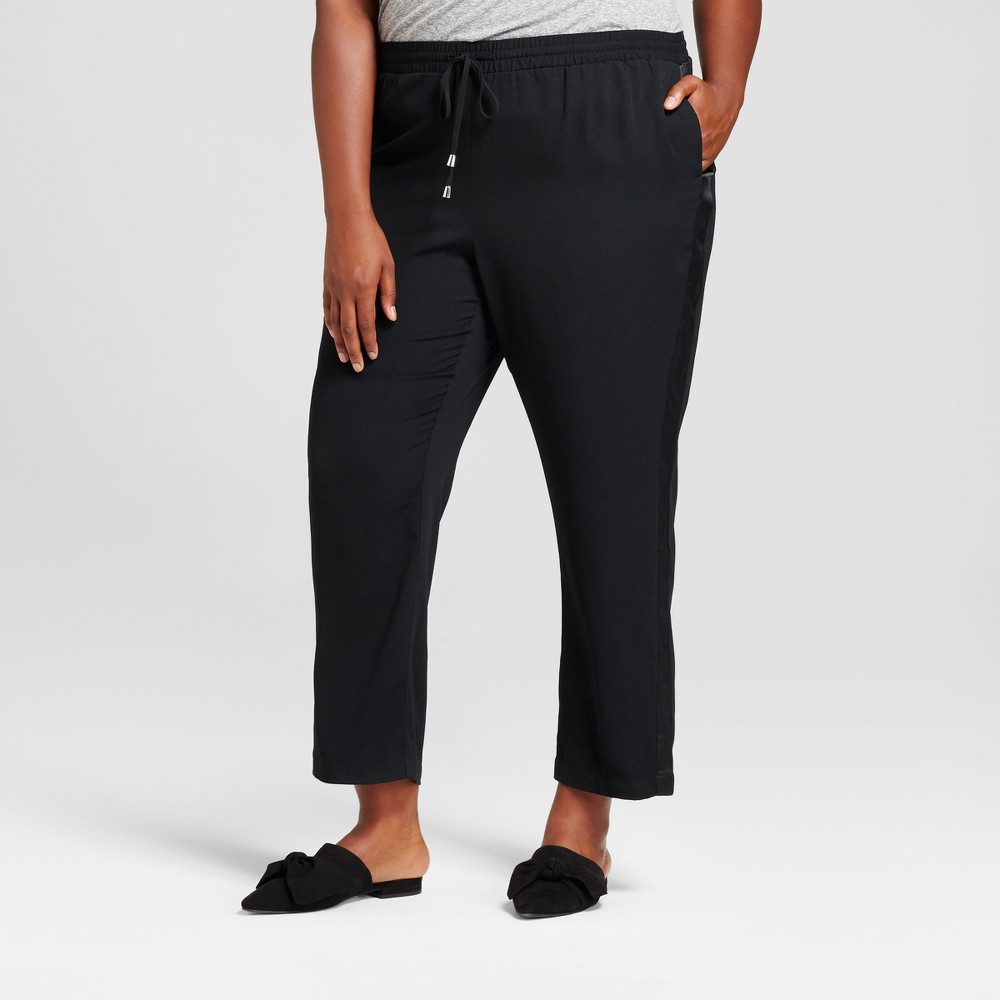 Womens Plus Size Crepe Ankle Joggers - A New Day Black 2X
