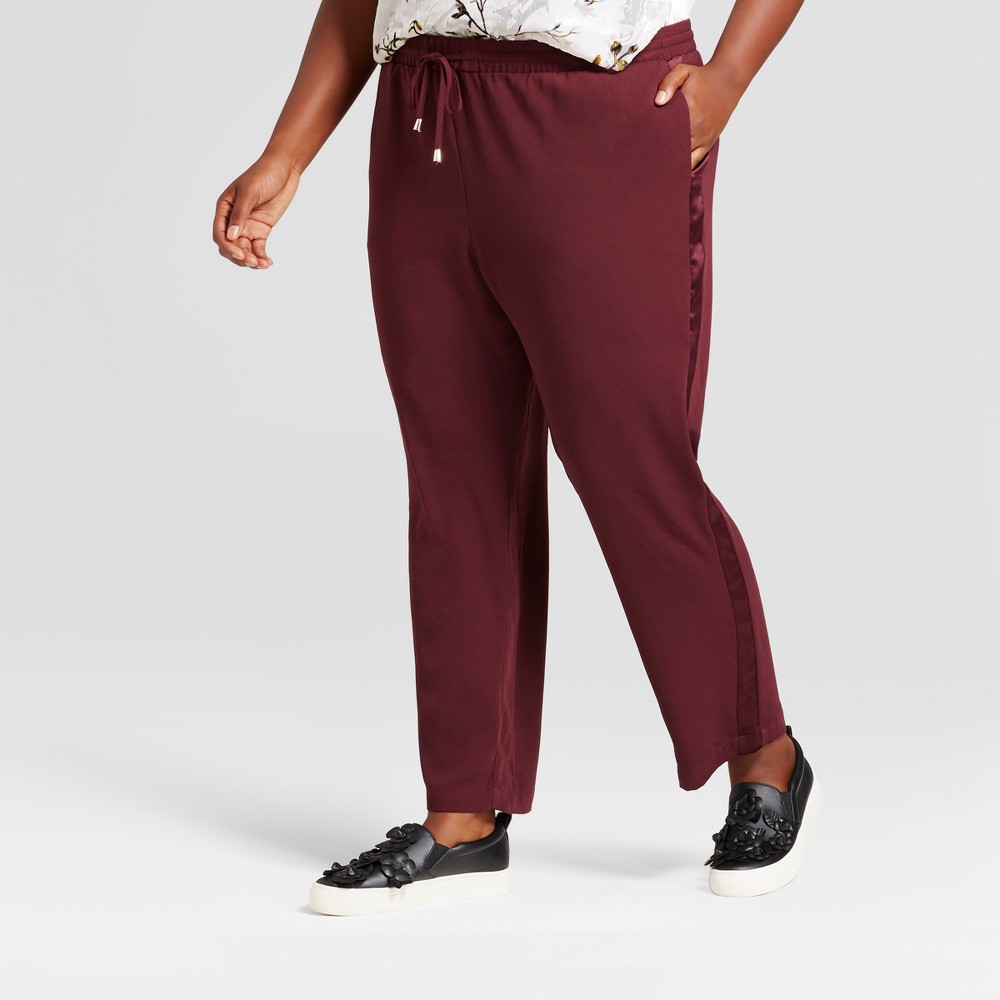 Womens Plus Size Crepe Ankle Joggers - A New Day Berry 4X, Red