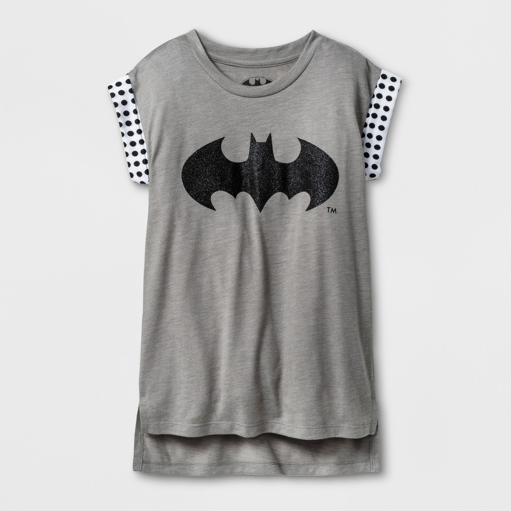 Girls Batman Tank Tops - Athletic Heather - L, Gray