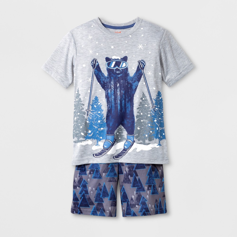 Boys Skiing Bear Print Short Sleeve Pajama Set - Cat & Jack Gray M