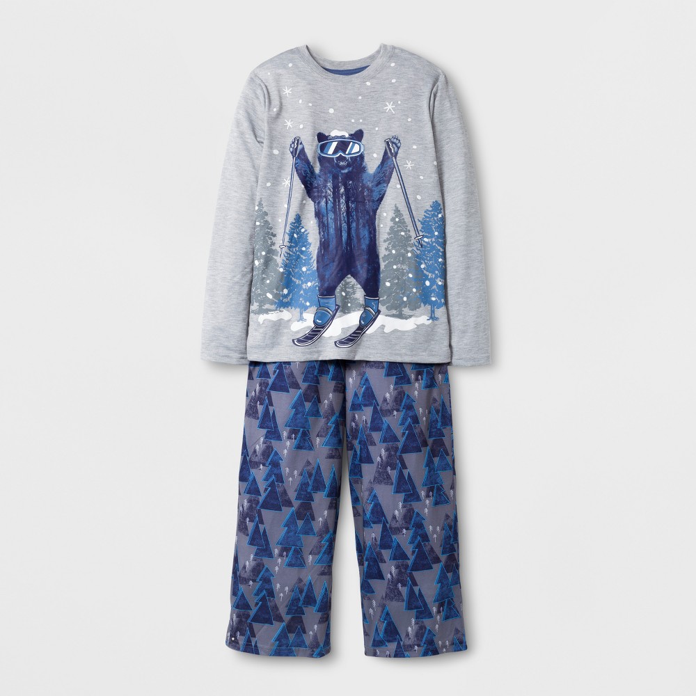 Boys Skiing Bear Print Pajama Set - Cat & Jack Heather Gray L