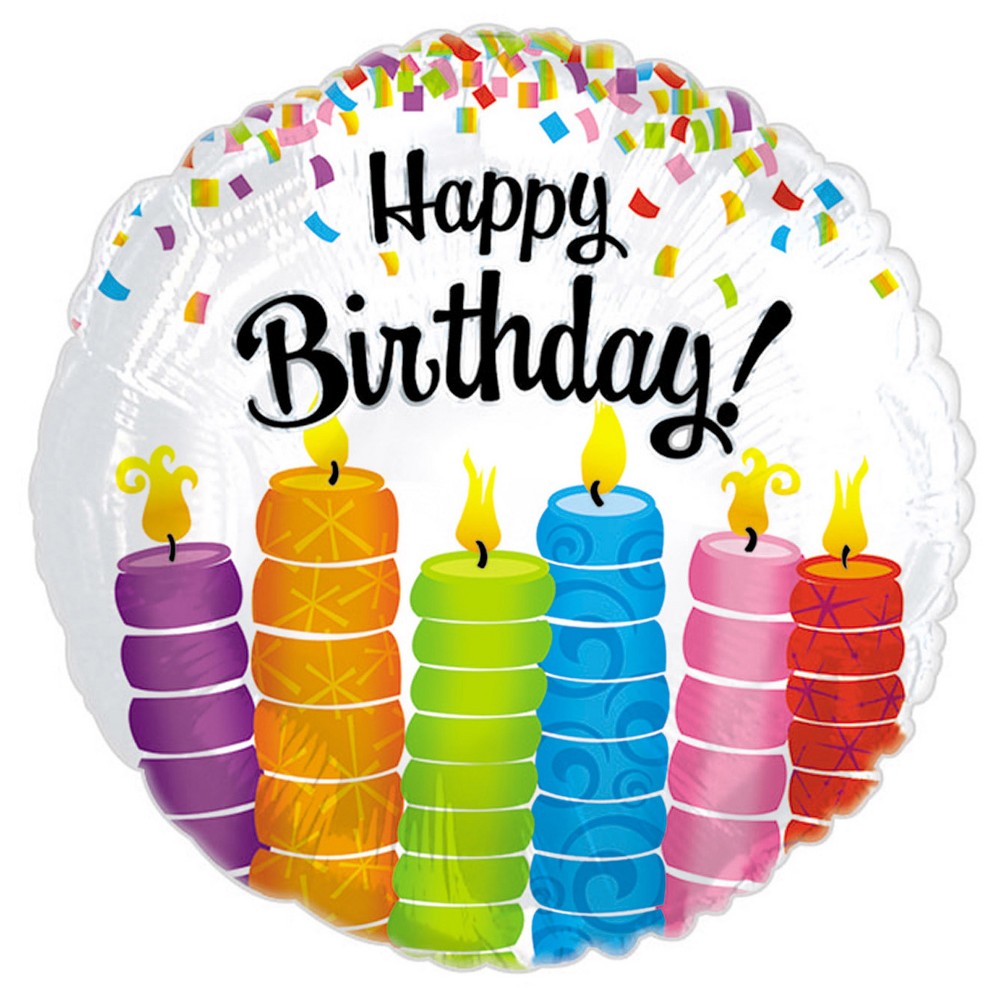 Birthday Candles Mylar Balloon, Multi-Colored