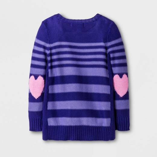 U-Knit Toddler Girls' Long Sleeve Heart Tunic Sweater - Purple ...