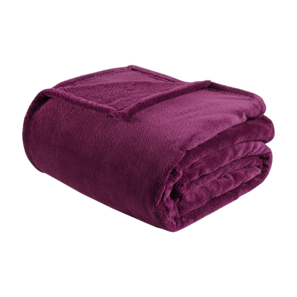 Microlight Plush Solid Brushed Blankets Purple