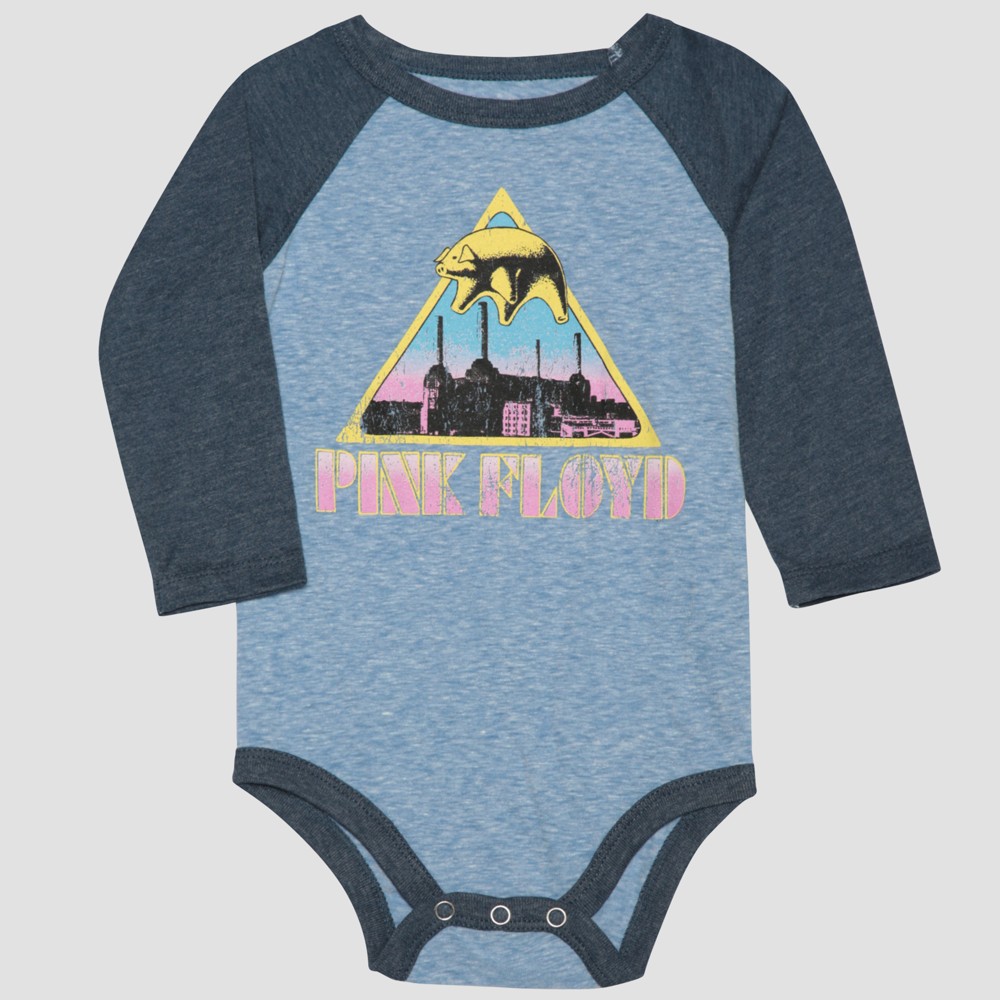 Pink Floyd Baby Boy Long Sleeve Bodysuit - Gray/Blue NB