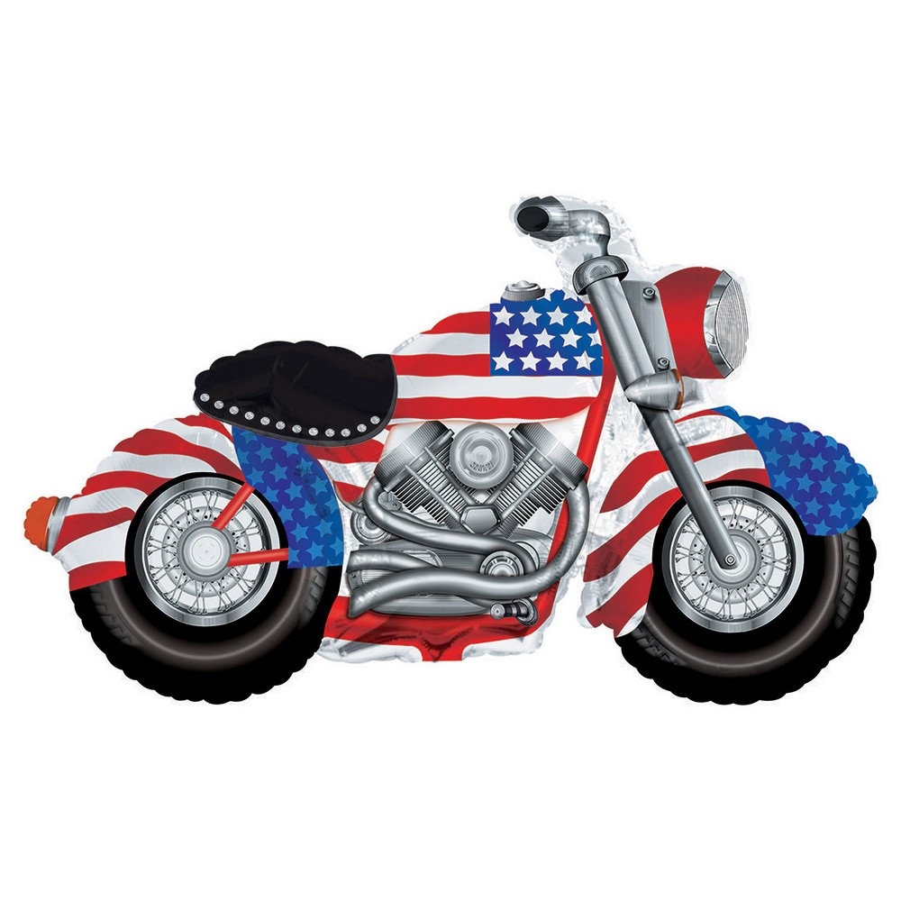 Patriotic Motorcycle Mylar Balloon, Multi-Colored