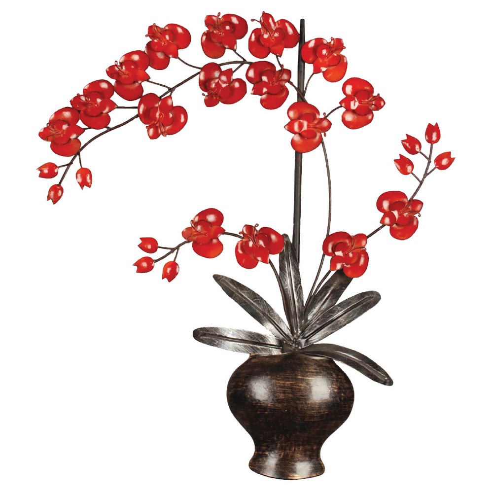 Wall Decor-Flowers in Pot - Home Source, Red