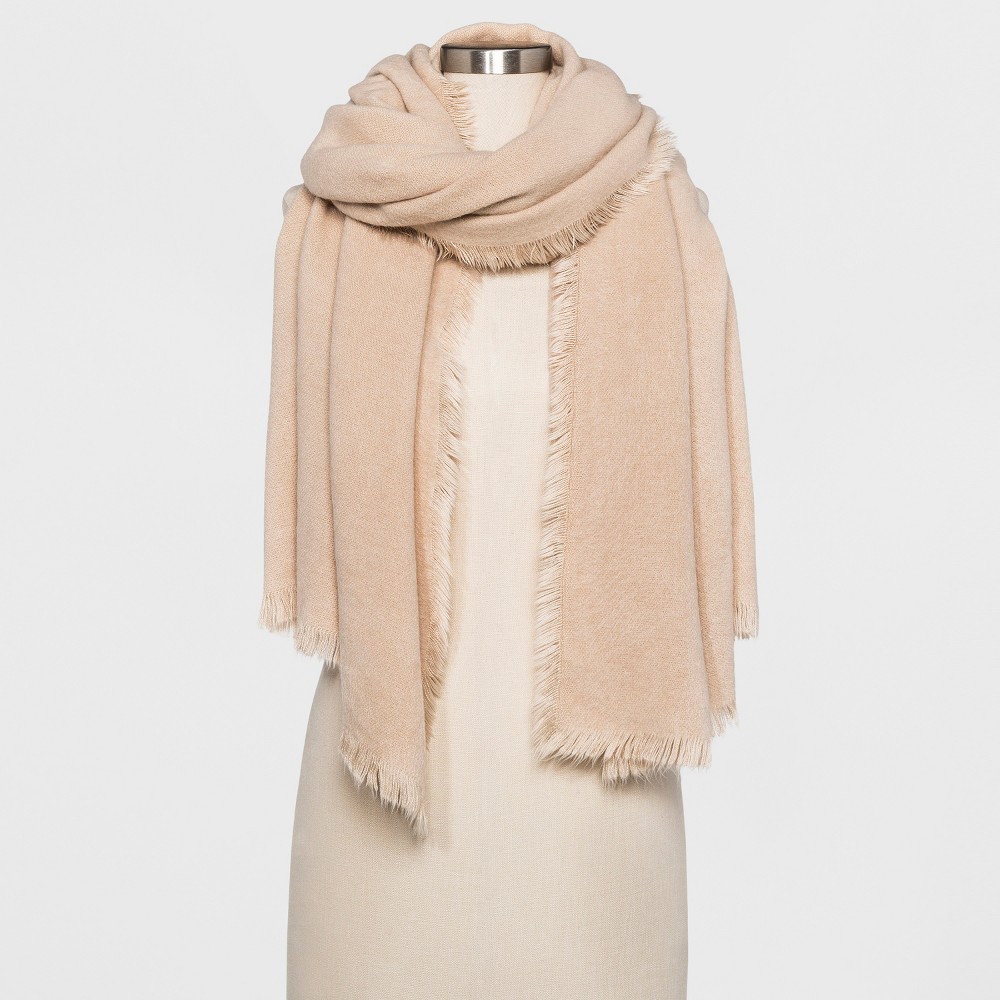 Womens Calling the People Fuzzy Wrap Scarf - Oatmeal