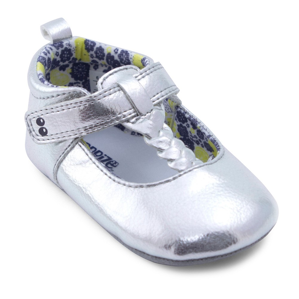 Baby Girls Surprize by Stride Rite Sparkle Mary Jane Soft Sole Shoes - Silver 6-12M