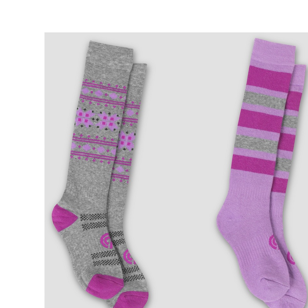 Girls 2pk Outdoor Otc Board Socks - C9 Champion Purple Stripe M, Multicolored