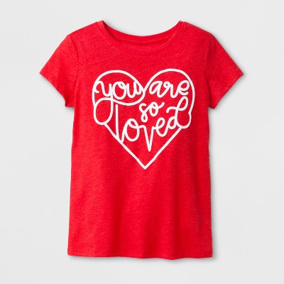 Girls Short Sleeve Valentines T-Shirt – Cat & Jack™ Red XL – Target ...