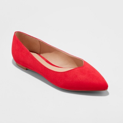 red ballet flats wide width