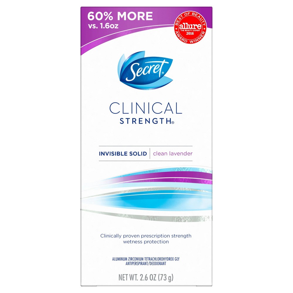 Secret Clinical Strength Clean Lavender Invisible Solid Antiperspirant and Deodorant - 2.6oz, White