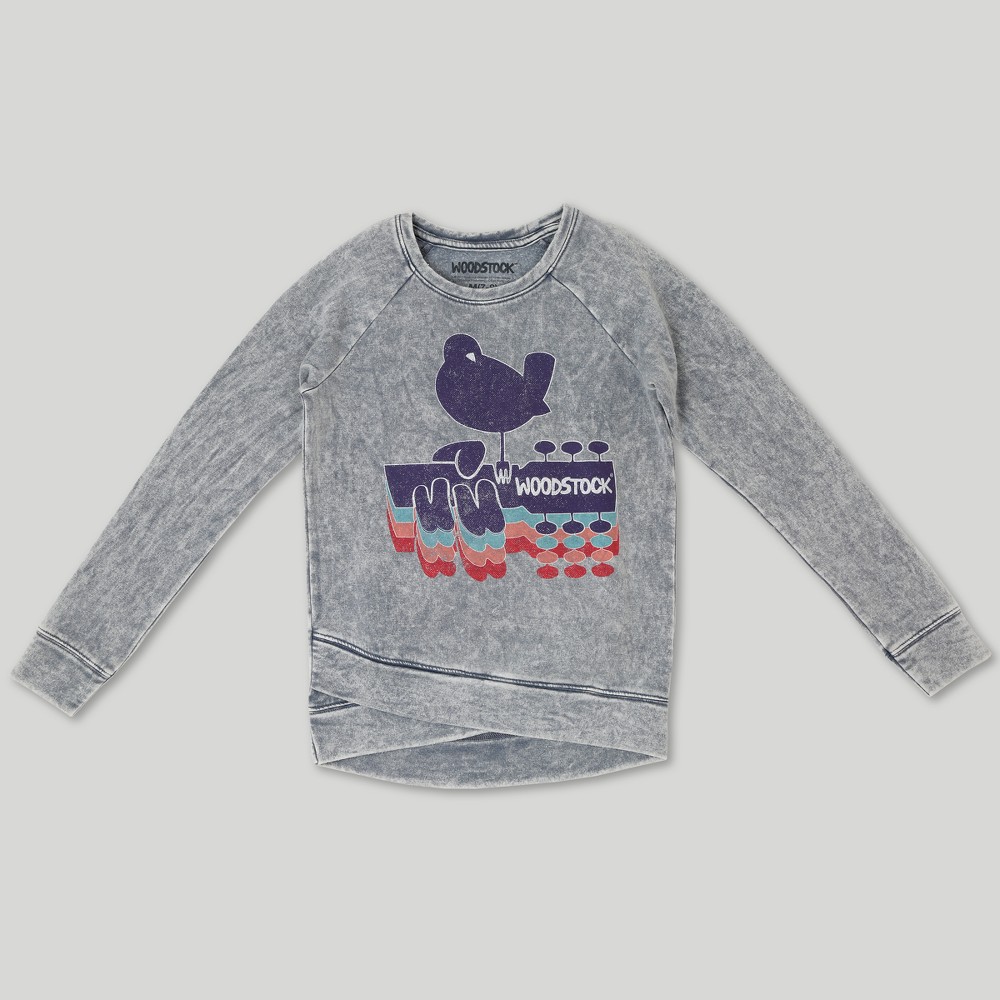 Girls Woodstock Music & Art Fair Fleece Sweatshirt - Gray S