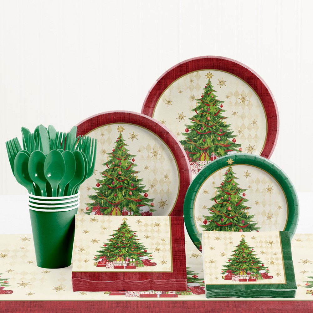 Creative Converting Tasteful Tree Christmas Party Supplies Kit, Multi-Colored