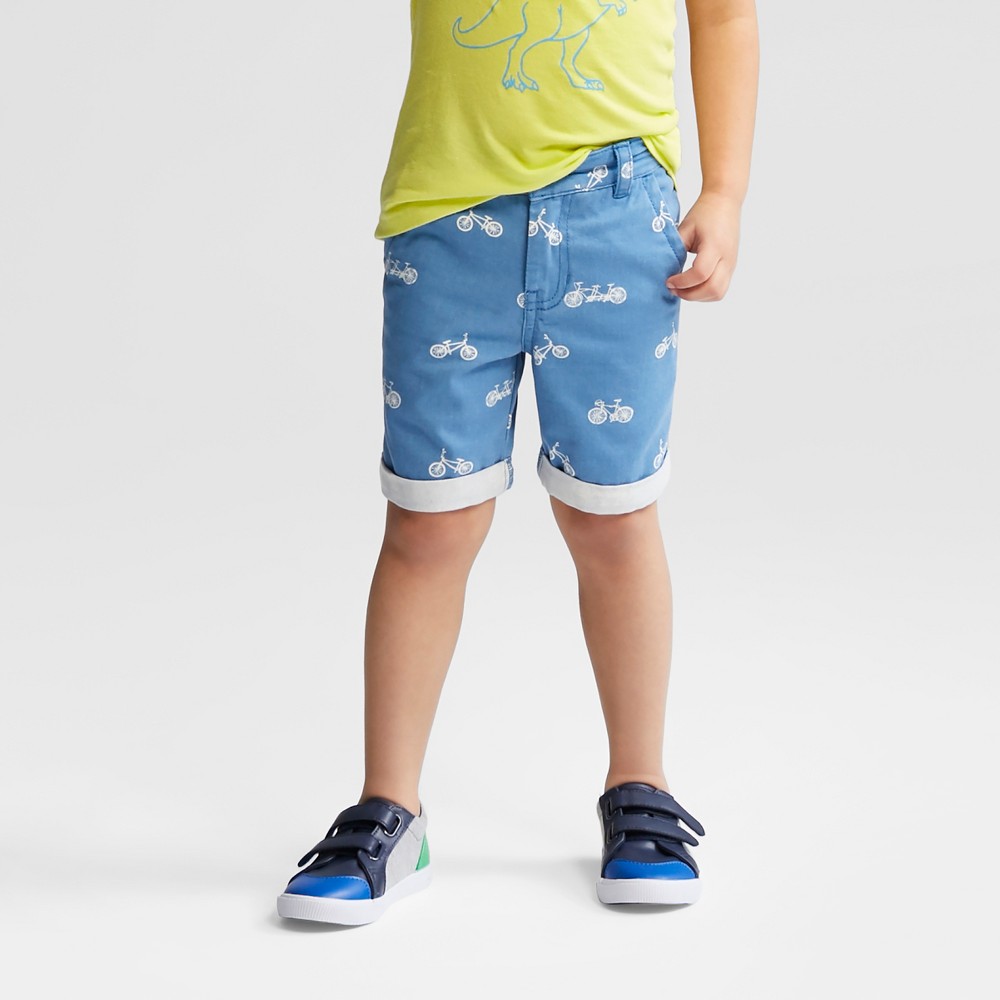 Toddler Boys Chino Shorts - Cat & Jack Blue Bikes - 4T