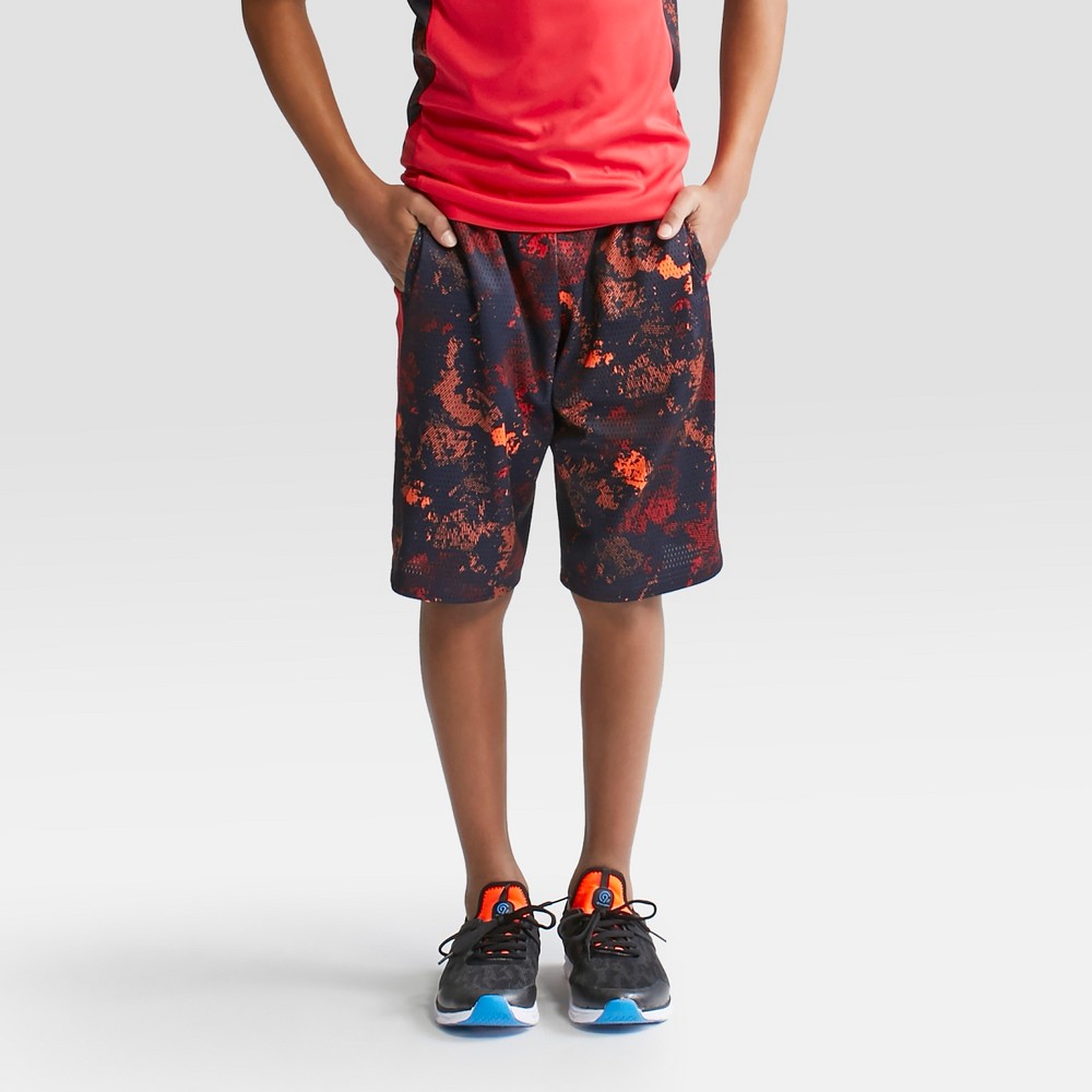 Boys Printed Lacrosse Shorts - C9 Champion Red S, Orange Sun