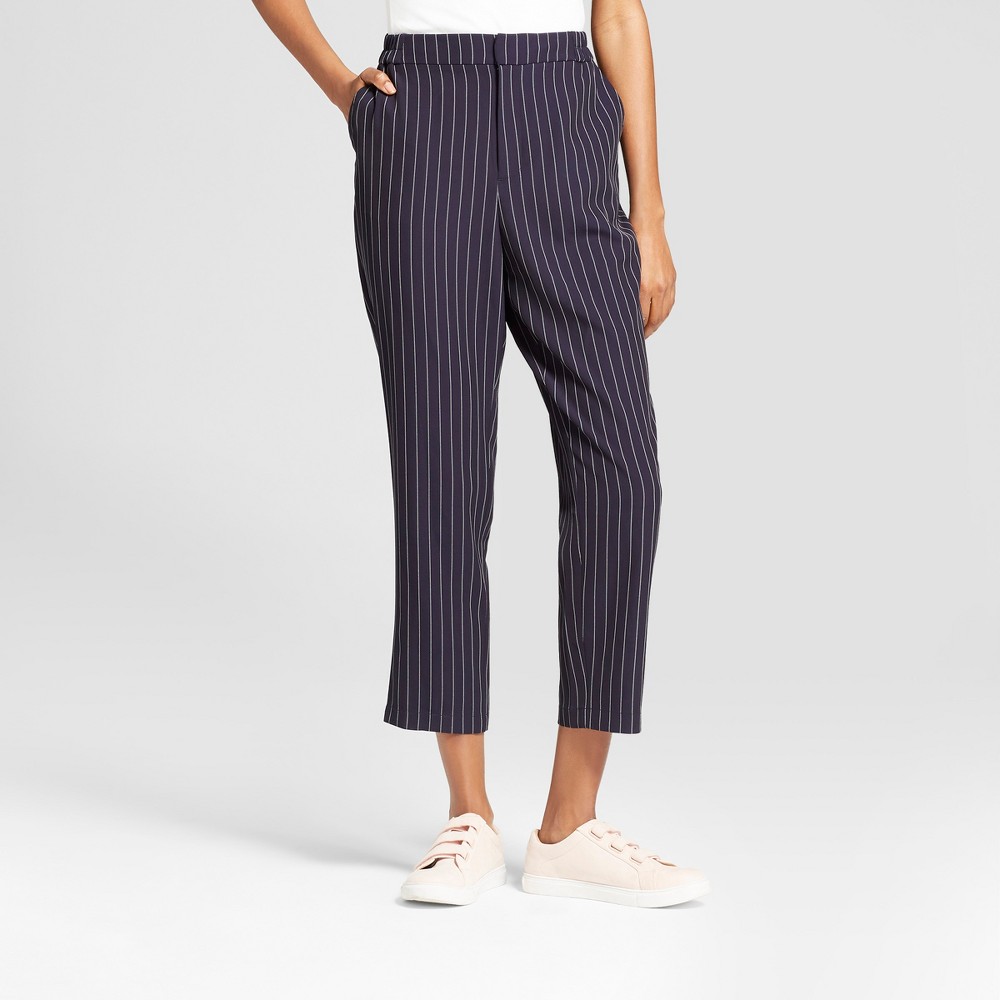 Womens Striped Ankle Joggers - A New Day Navy/White Xxs, Blue