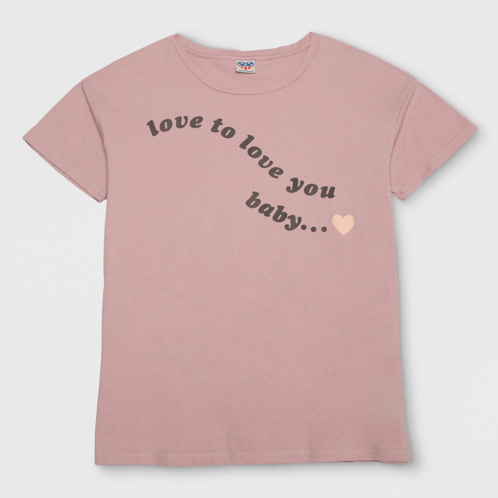 Junk Food Womens Love to Love You Baby Short Sleeve T-Shirt (Juniors) - Blush M, Pink