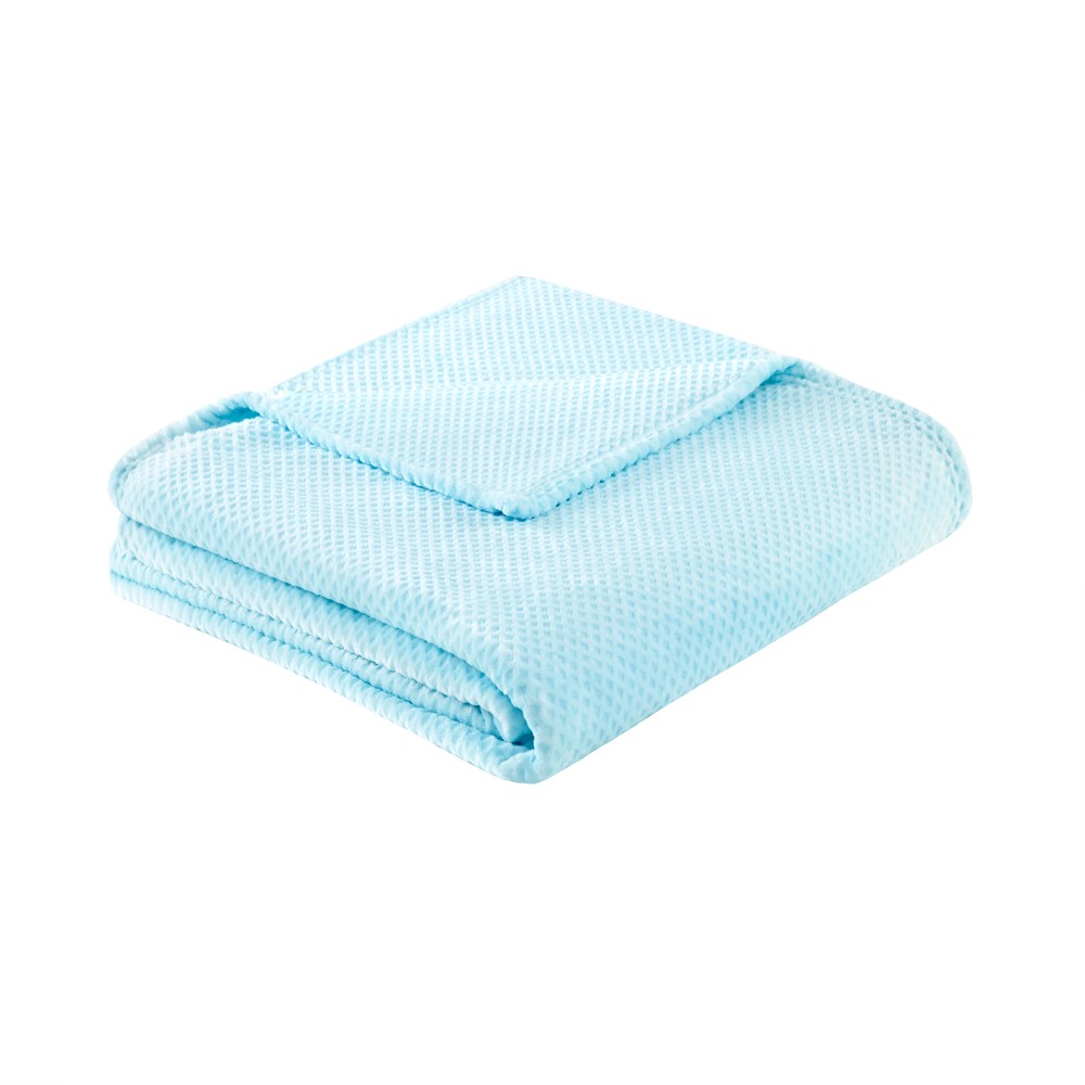 Waffle Plush Blanket (King) Blue