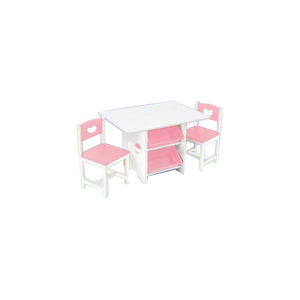 Kids Table Heart Table Set with Pastel Bins