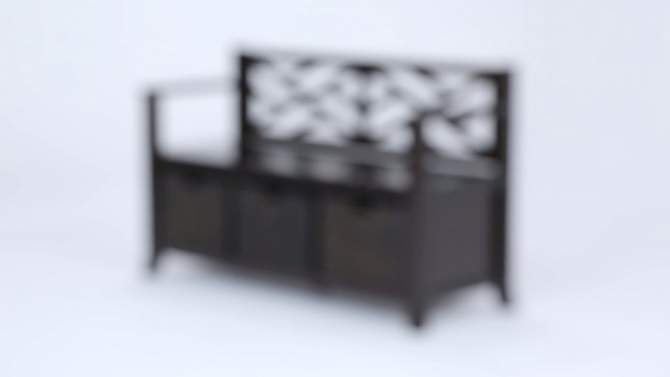 48&#34; Lancaster Solid Wood Entryway Storage Bench with Drawers and Cubbies Espresso Brown - WyndenHall, 2 of 9, play video
