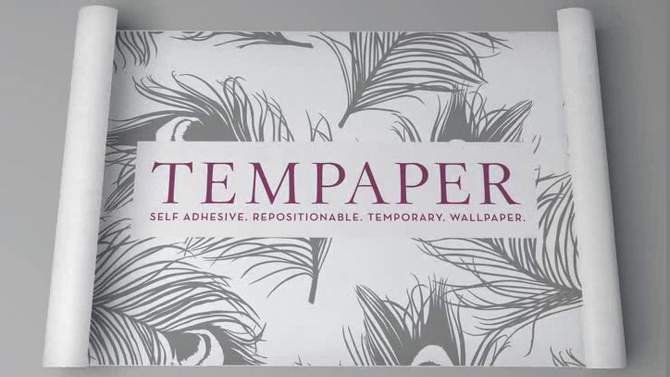 Tempaper Silhouette Removable Wallpaper Peacock Blue/Copper, 2 of 5, play video