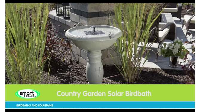28.75&#34; Country Gardens Concrete Solar Birdbath - Smart Living, 2 of 6, play video