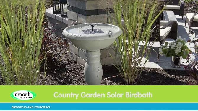 28.75&#34; Country Gardens Concrete Solar Birdbath - Smart Living, 2 of 6, play video
