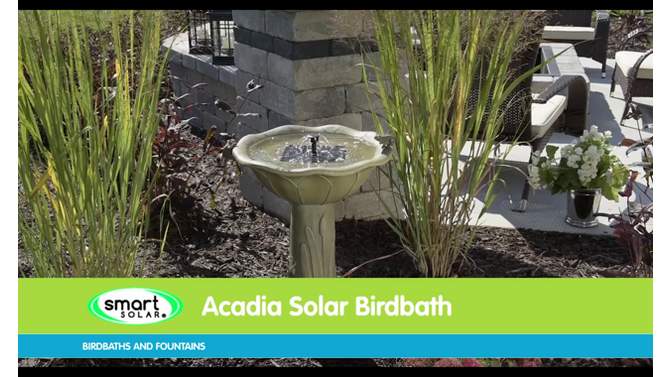 25&#34; Acadia Concrete Solar Birdbath - Smart Living, 2 of 6, play video