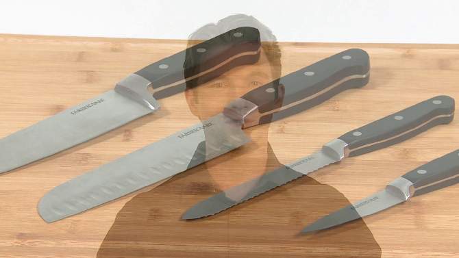 Farberware 22 Piece Never Needs Sharpening Triple Riveted Knife Block Set, 5 of 6, play video