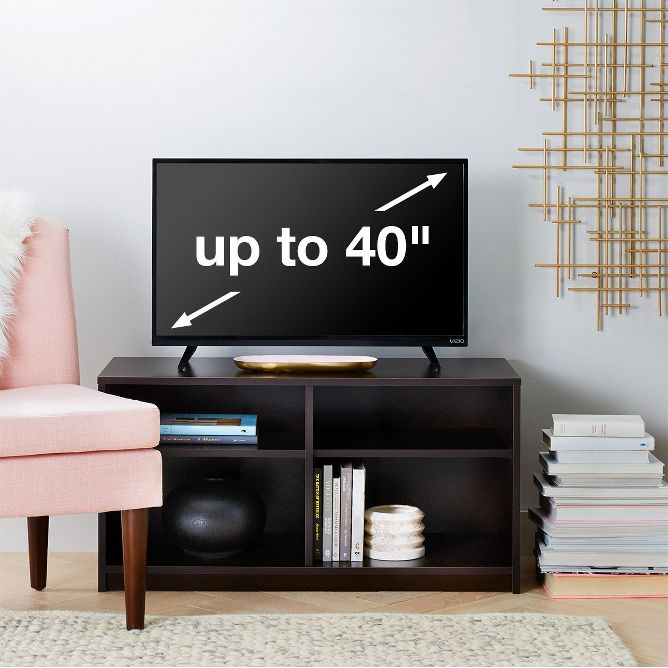 Adjustable Storage Tv Stand For Tvs Up To 50 Black Wood Grain Finish -  Room Essentials™ : Target