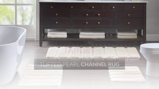 Tufted Pearl Channel Fade and Stain Resistant Solid Bath Rug, 2 of 10, play video