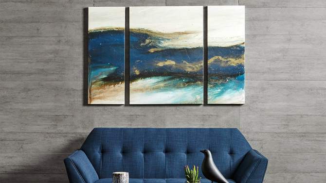 (Set of 3) 32&#34; Height Rolling Waves Gel Coated Canvas Blue, 2 of 10, play video