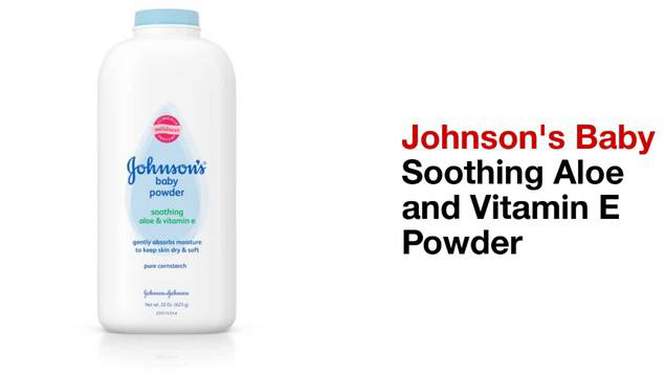 Johnson&#39;s Naturally Derived Cornstarch Baby Powder, Aloe &#38; Vitamin E, Hypoallergenic - 9oz, 2 of 11, play video