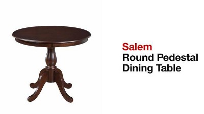 Classic Black Round Wood Dining Table with Pedestal Base