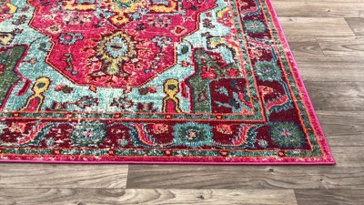 Reversible Medallion Synthetic Area Rug - Stain-resistant and Easy Care