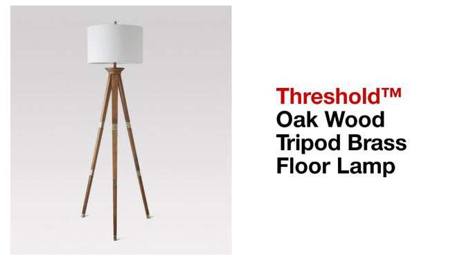 Oak Wood Tripod Floor Lamp Dark Brown - Threshold™, 2 of 18, play video