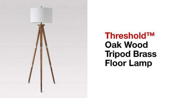 Oak Wood Tripod Floor Lamp Dark Brown - Threshold™, 2 of 16, play video