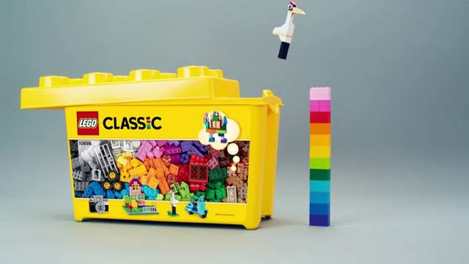 LEGO Classic Large Creative Brick Box Build Your Own Creative Toys, Kids Building Kit 10698, 2 of 17, play video