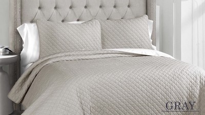 Pure White Twin XL Cotton Reversible Quilt Set
